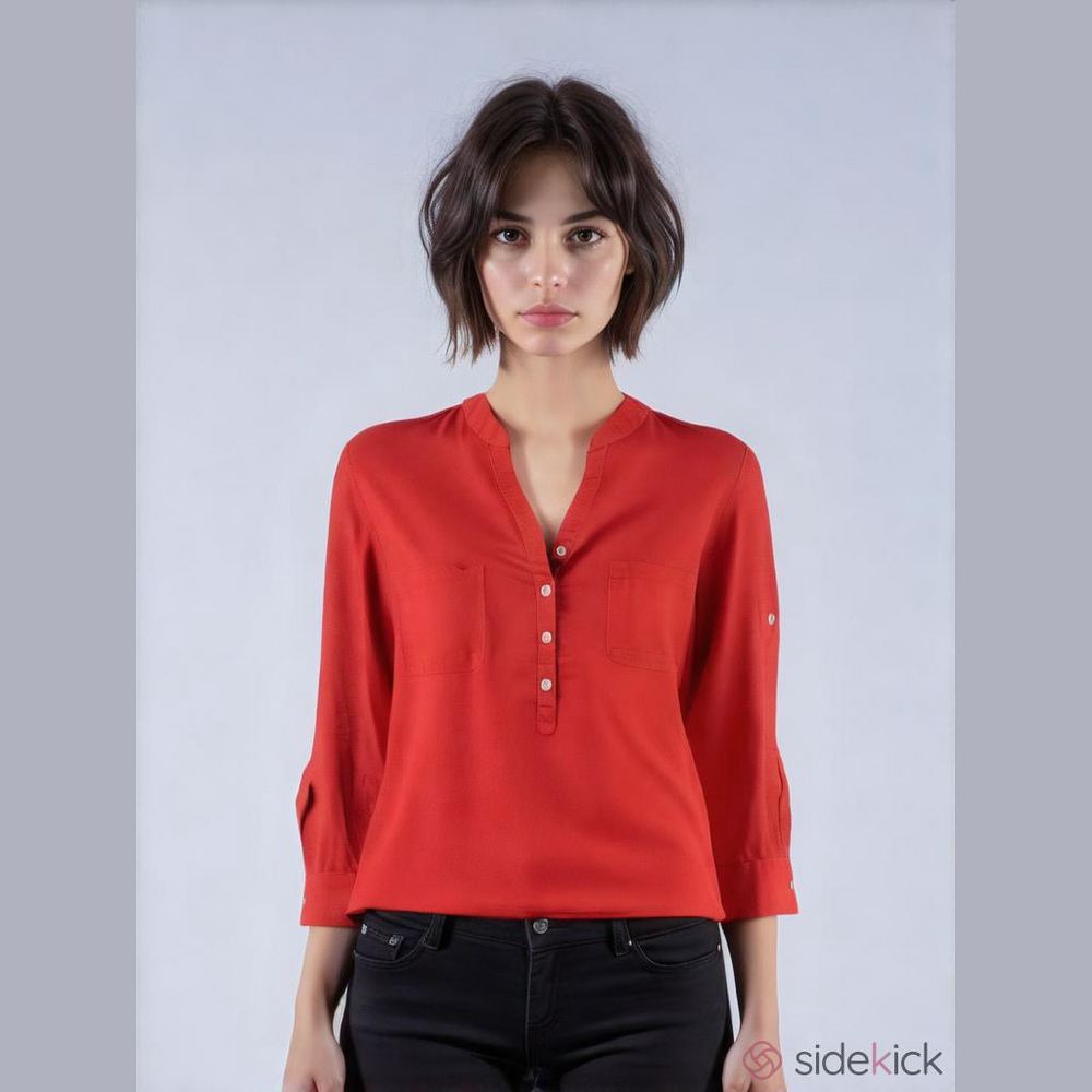 Red 60% Linen, 40% Cotton Top